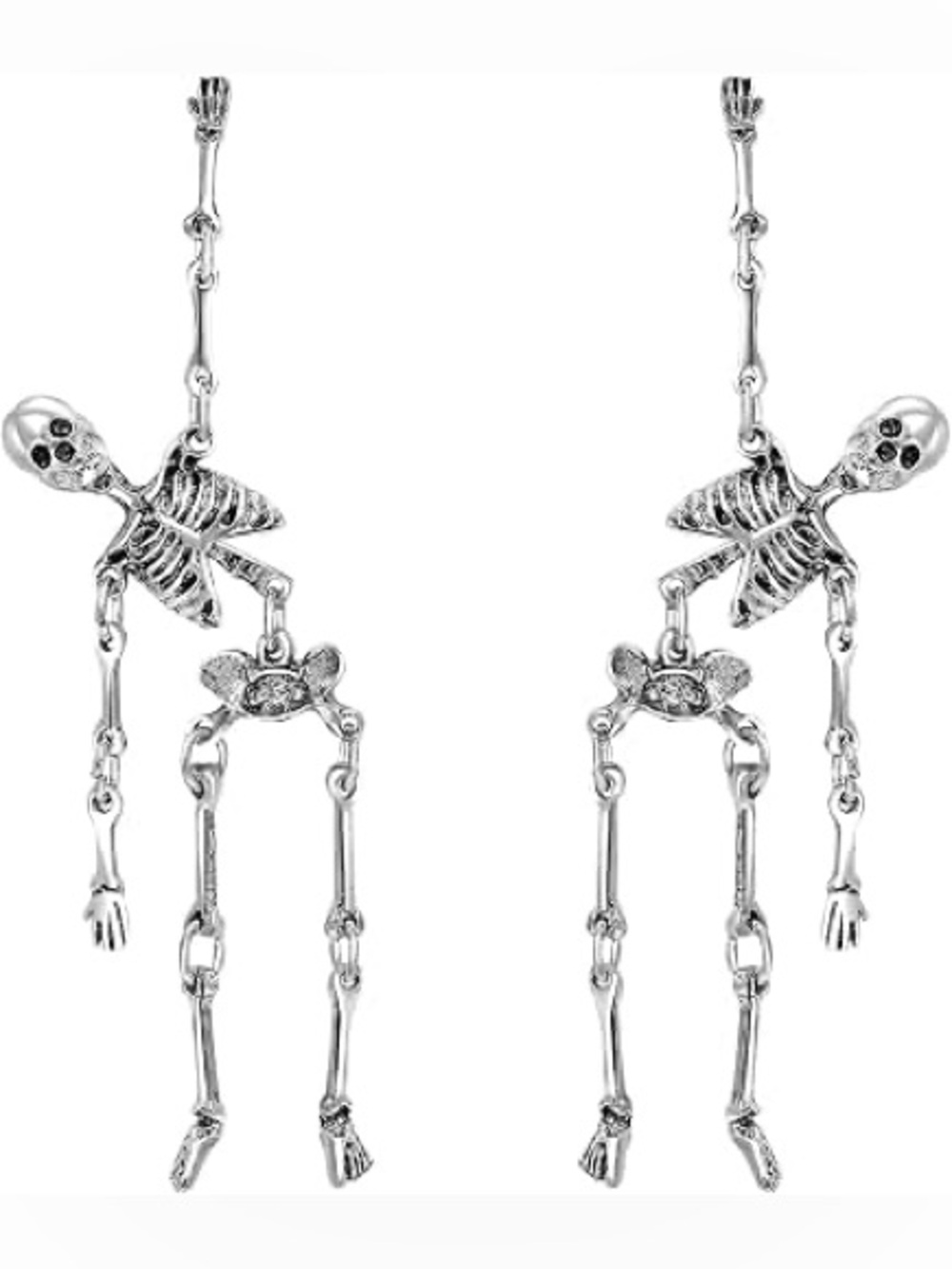 Silver Tone skeleton Dangle Earrings - Women Jewelry